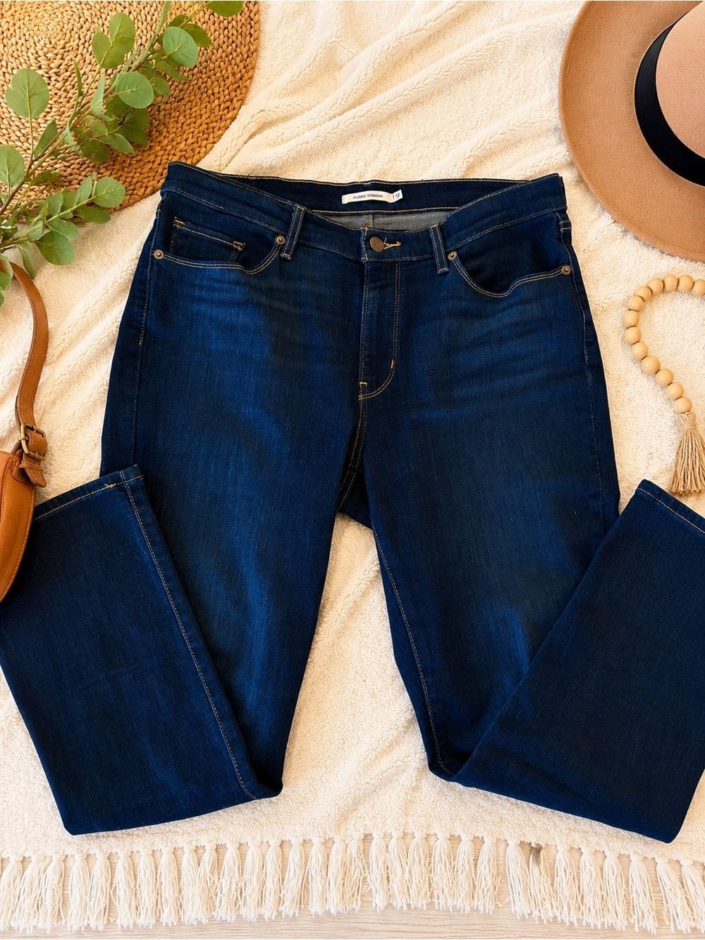 Levi's Dark Blue Straight Leg Jeans | Size 12